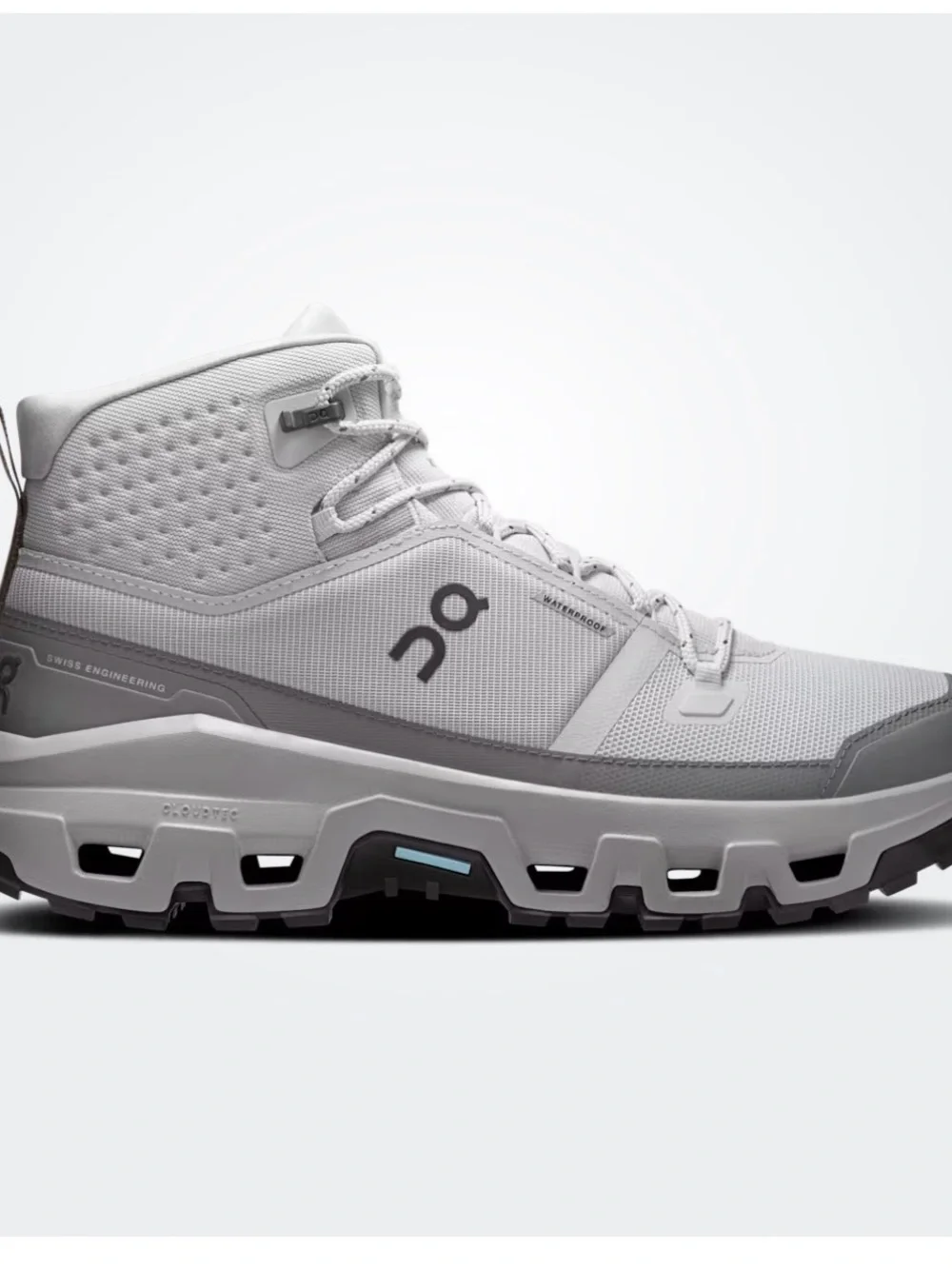 On Running Cloudrock Waterproof Mid-Top Boots in Light Grey and Dark Grey